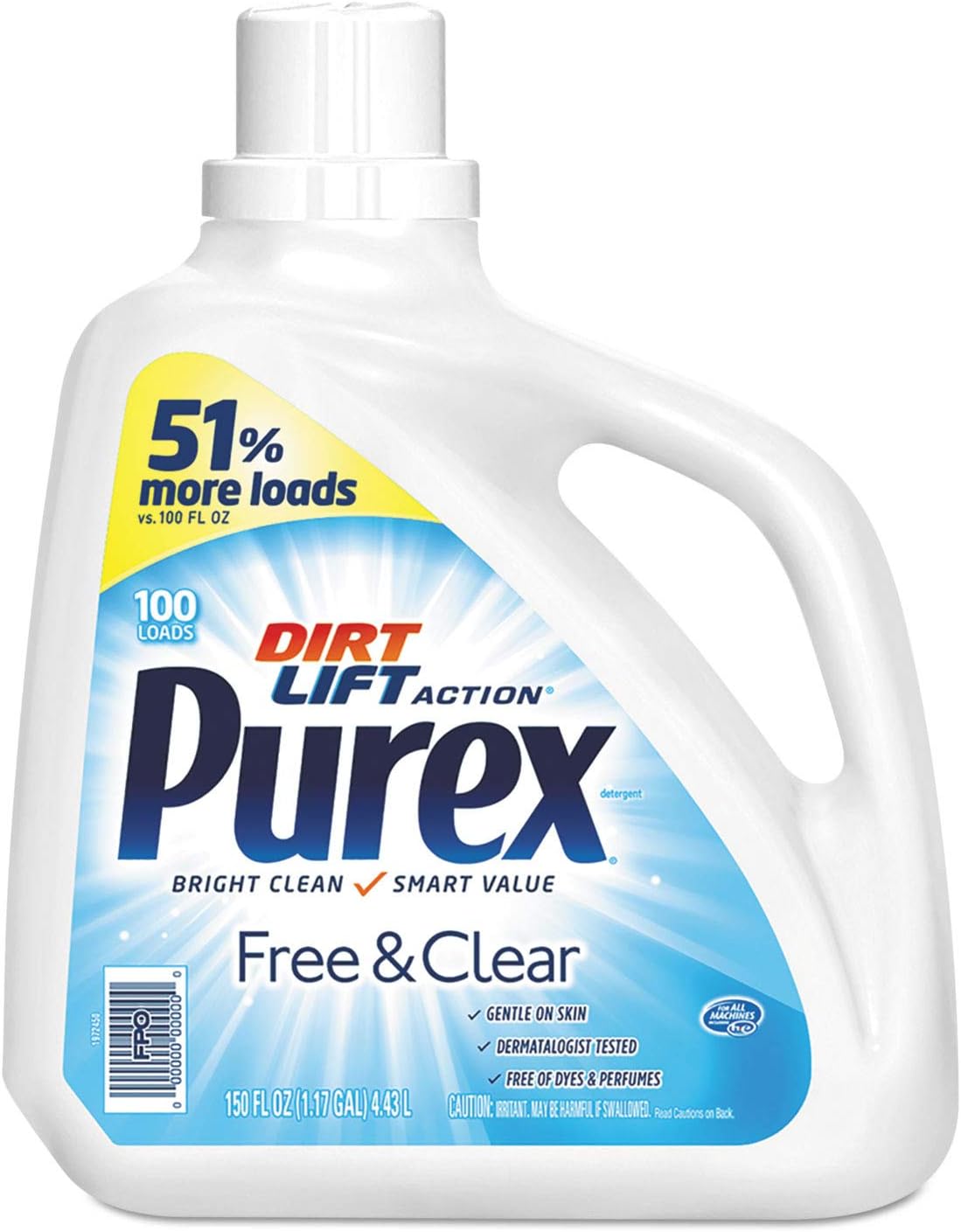 Purex-Free-&-Clear-for-Sensitive-Skin-Liquid-Laundry-Detergent,-115-Loads,-191