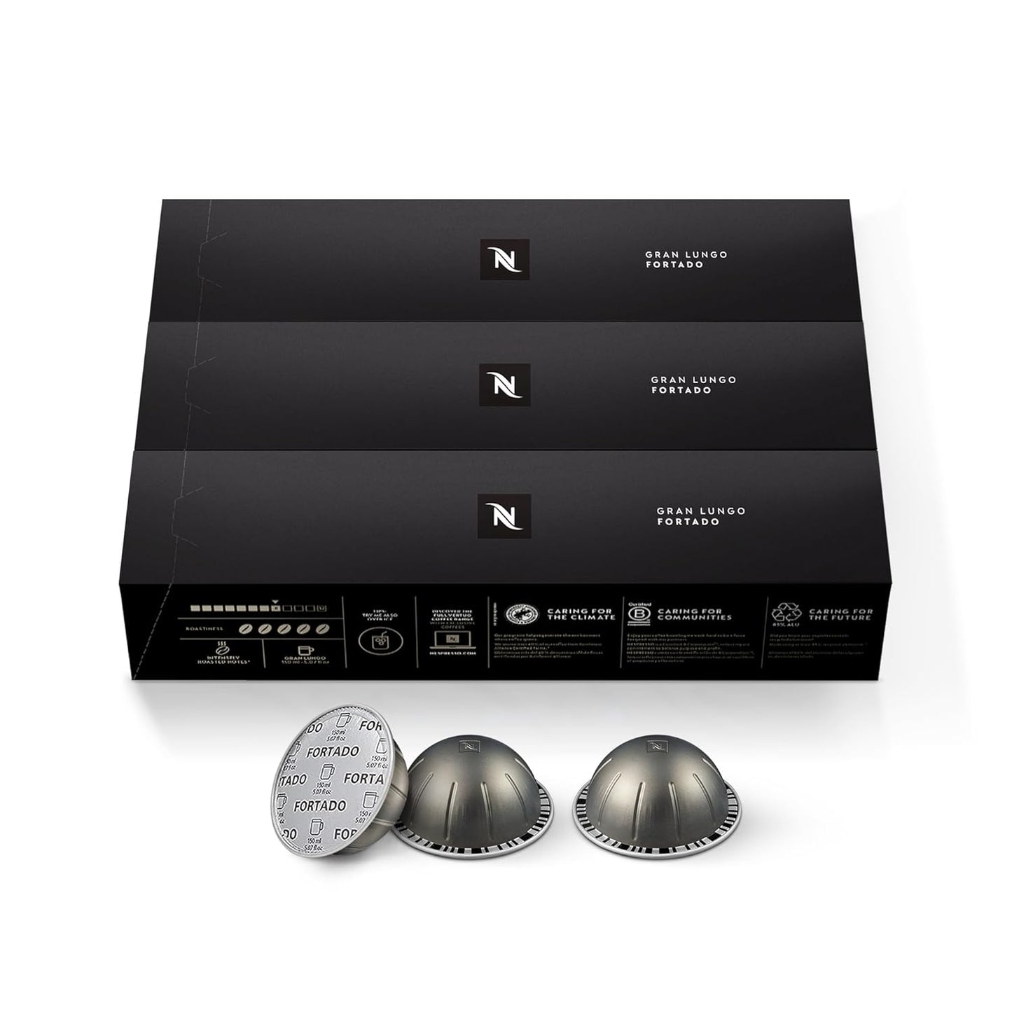 Nespresso-Cápsulas-Vertuo,-Fortado-Gran-Lungo-Americano,-café-espresso-tostado-oscuro,-cápsulas3535