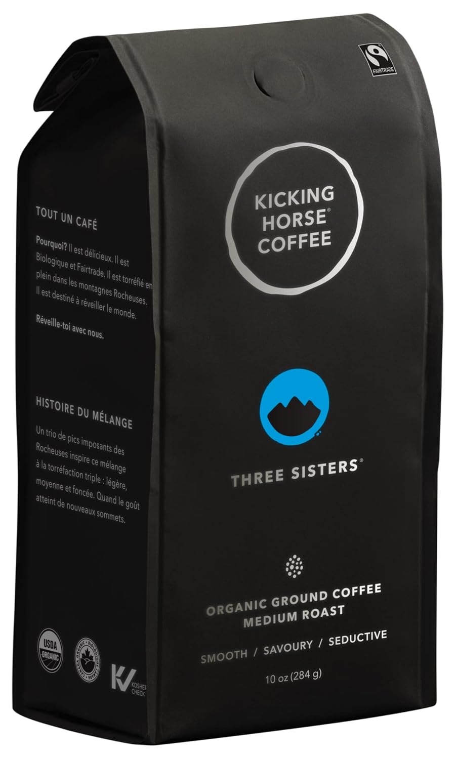 Kicking-Horse-Coffee-Three-Sisters,-tostado-medio,-molido,-orgánico-certificado,-comercio-kosher,2034