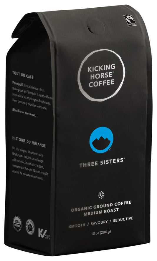 Kicking-Horse-Coffee-Three-Sisters,-tostado-medio,-molido,-orgánico-certificado,-comercio-kosher,2034