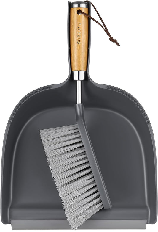 SUBEKYU-Dustpan-and-Brush-Set-with-Stainless-Steel-Handle,-Hand-3694