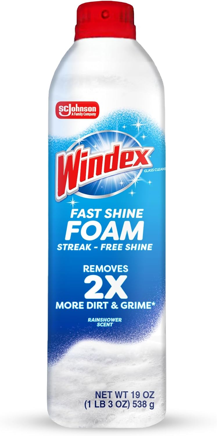 Windex-Fast-Shine-Foam-Glass-Cleaner,-No-Drip-Windows,-Doors,-Mirrors-&-Countertops-Aerosol-Cleaning-Spray,-1941