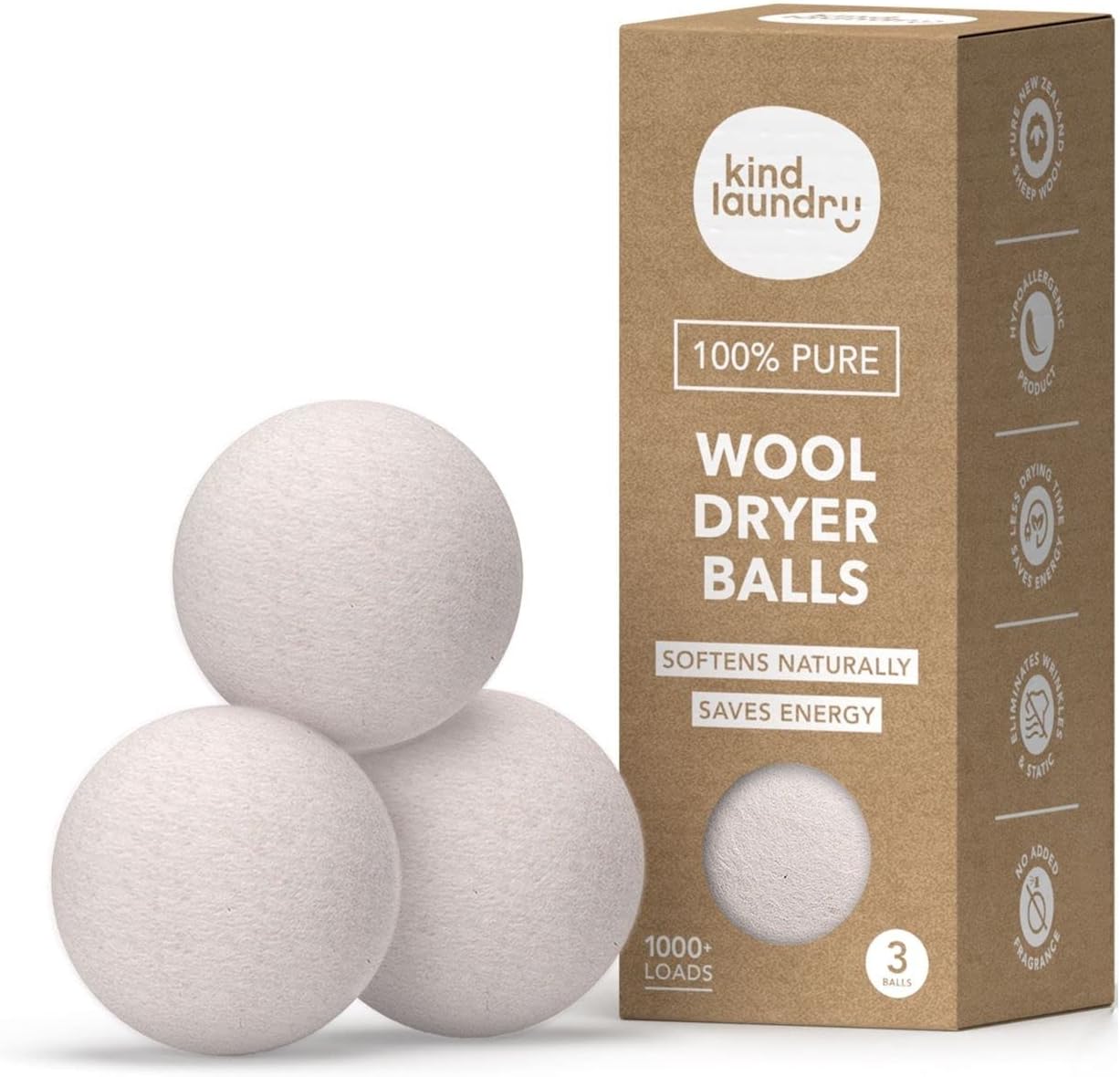KIND-LAUNDRY-Wool-Dryer-Balls,-Tavel-Natural-Dryer-Balls,-Pure-2070