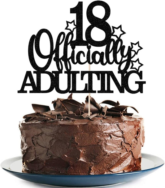 Officially-Adulting-18-Cake-Topper,-Happy-18th-Birthday-Cake-Decorations,-18th-Cake-Cheers-18-306