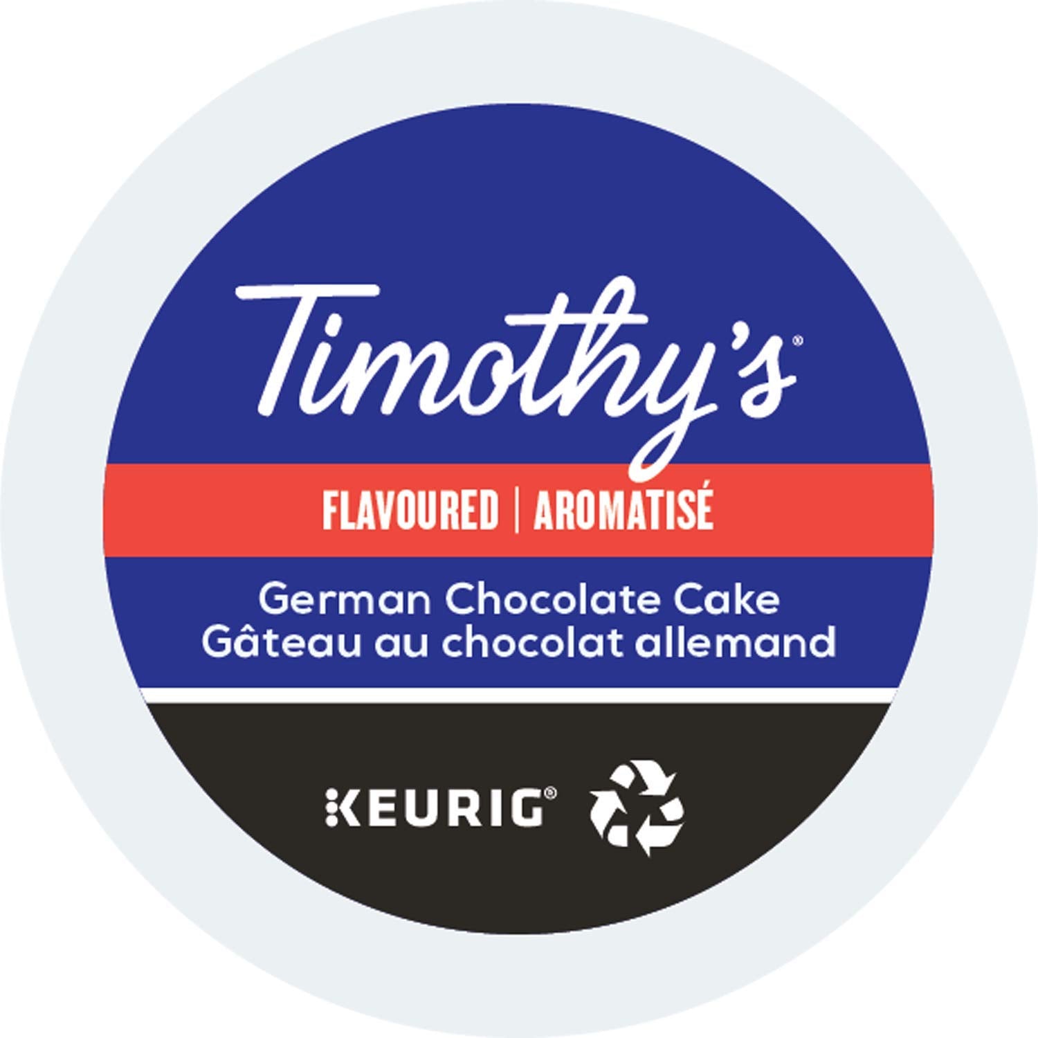 Timothy's-World-Coffee,-pastel-de-chocolate-alemán,-paquete-de-porciones-K-Cup-cafeteras999