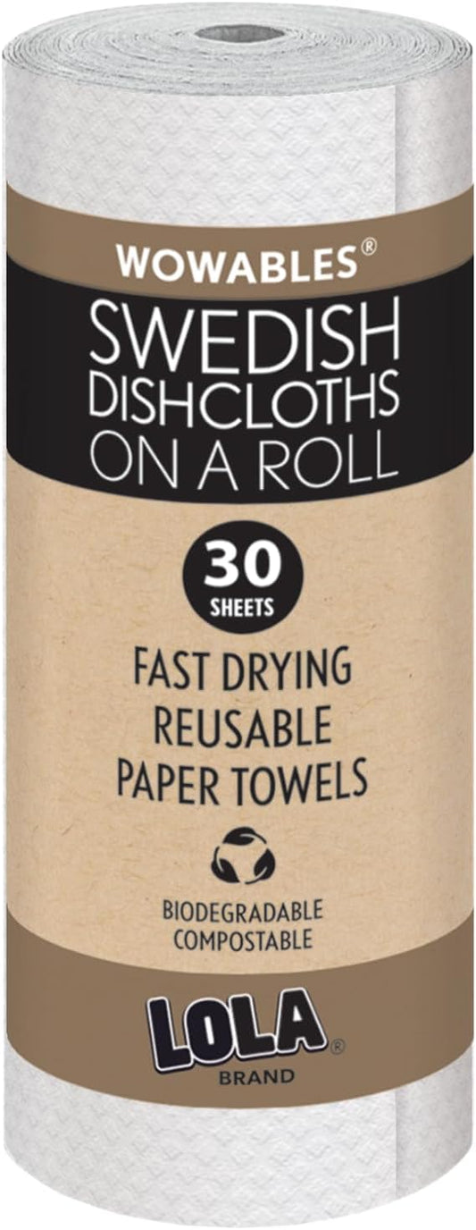 Swedish-Dishcloths-on-a-Roll,-By-LOLA---30-Pack,-992