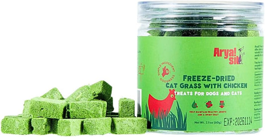 Arya-Sit!-Freeze-Dried-Cat-Grass-with-Chicken-Bites-–-Natural-Hairball-·-Digestive-·1250
