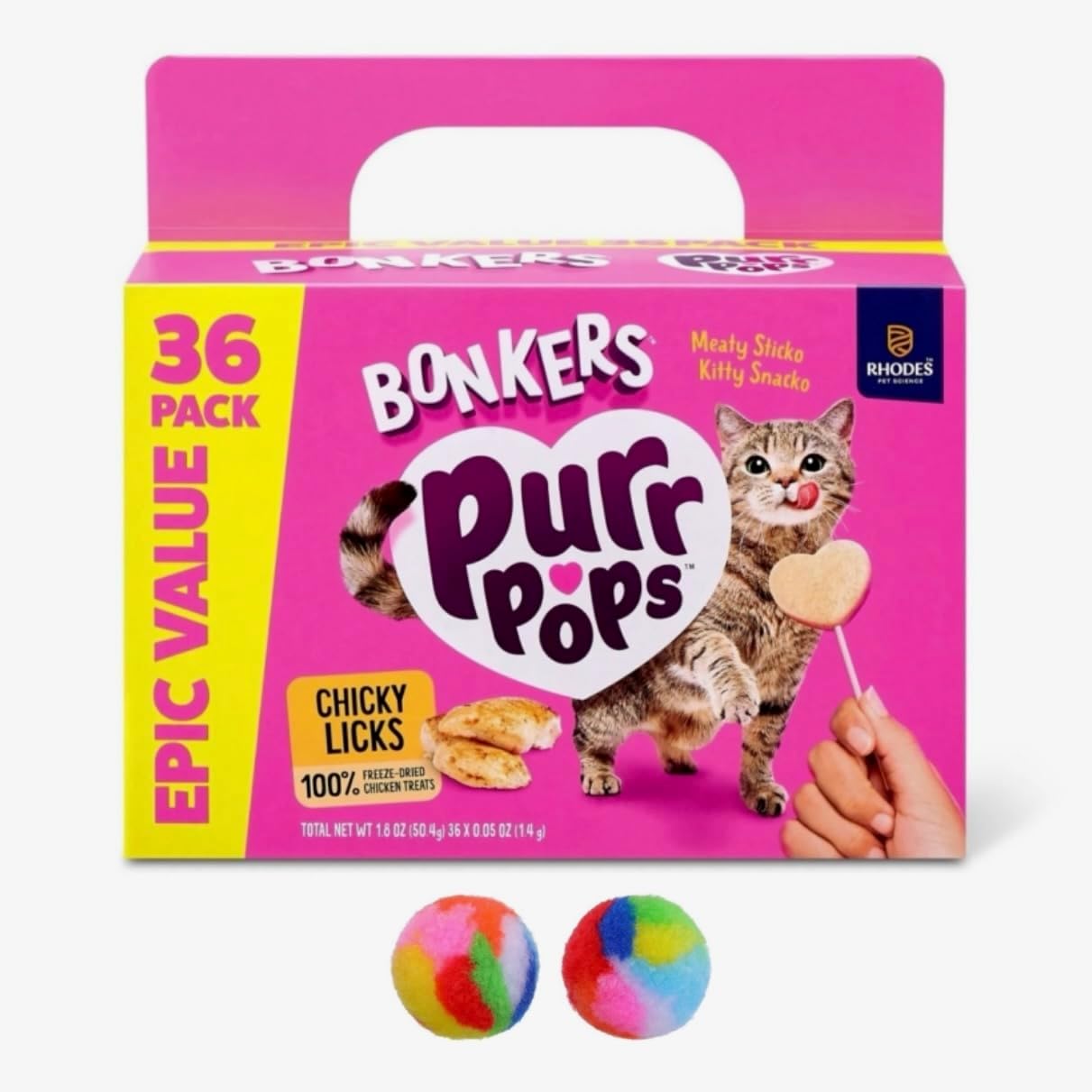 Bonkers-Purrpops,-Freeze-Dried-Chicken-Flavored-Lollipop-Cat-Treats,-36-pk-with-2-Pom-256