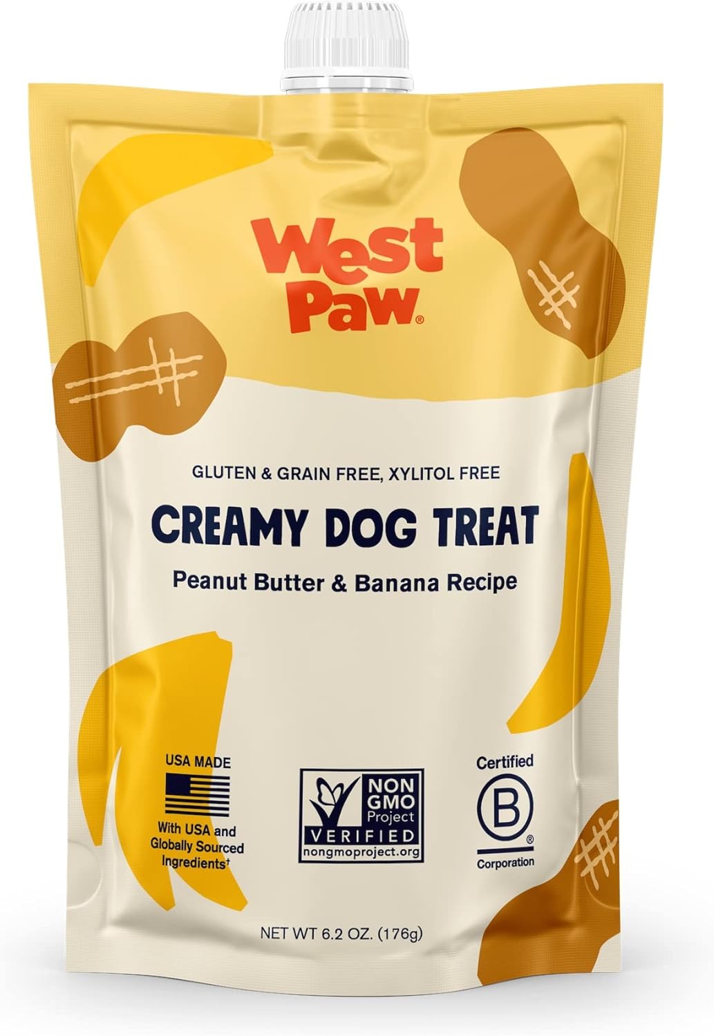 WEST-PAW-Creamy-Peanut-Butter-&-Banana-Dog-Treat,-6.2-oz.---982