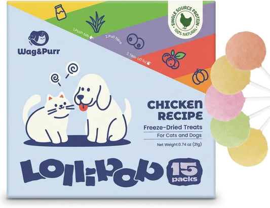 Wag&Purr-Freeze-Dried-Cat-Treats---Chicken-Lollipops,-15-Pack,-High-Snacks-819