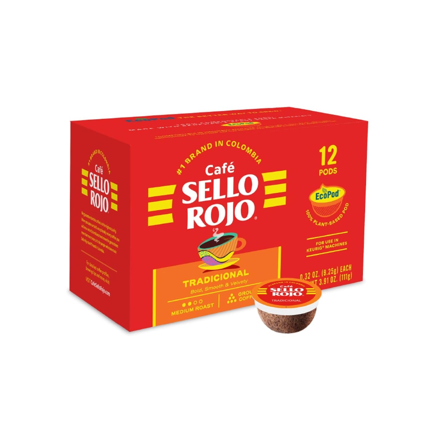 Sello-Rojo-Tradicional-Medium-Roast-Single-Serve-Coffee-K-Cup-EcoPods,-12ct-(Pack-of-787