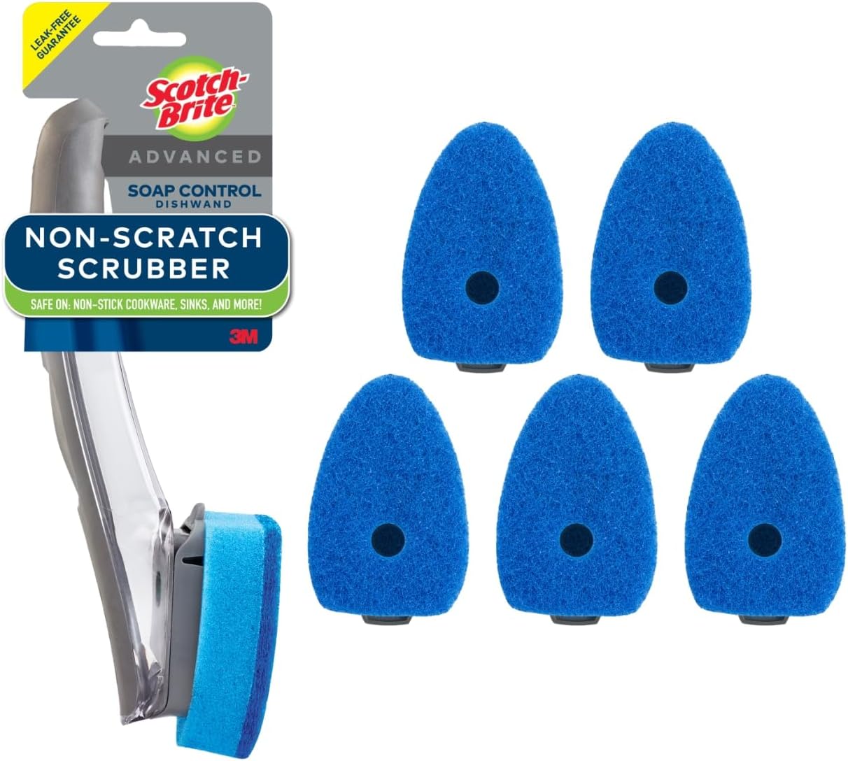 Scotch-Brite-Advanced-Soap-Control-Non-Scratch-Dishwand-Kit,-1-Dish-Wand-&-5-Sponge-Refills,-Prevents-1605