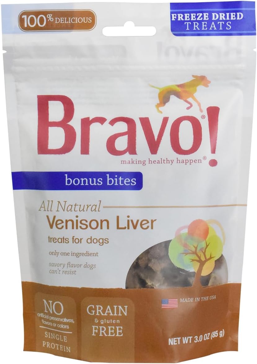 Bravo!-Bonus-Bites-Single-Ingredient-Freeze-Dried-Raw-Dog-Treats,-Venison-Liver,-3-908
