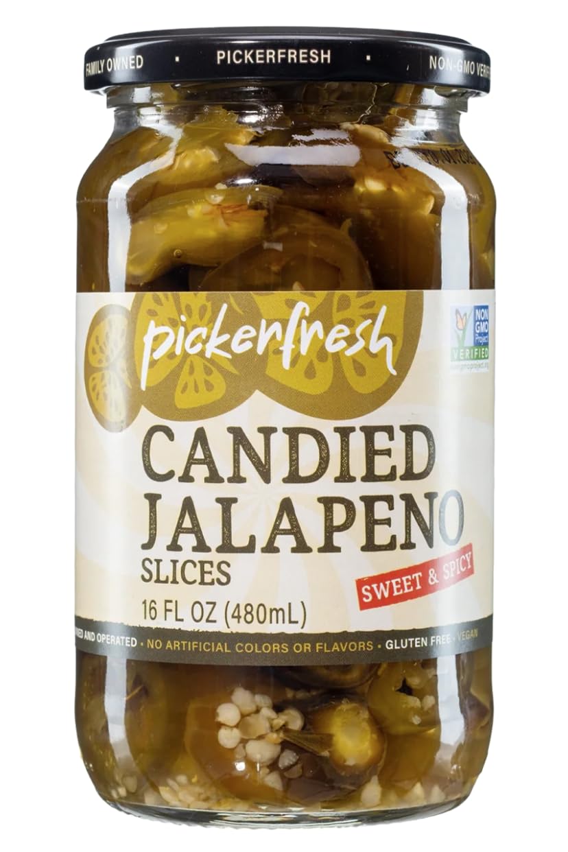 Pickerfresh-Candied-Jalapenos,-Fesh-Sliced,-Bold,-Tangy-and-Sweet-(16oz)-----129