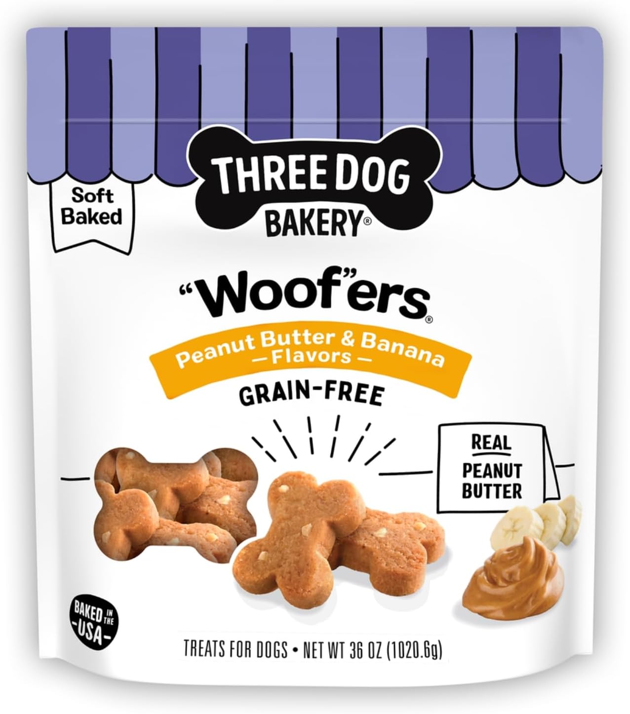 Three-Dog-Bakery-Grain-Free-“Woof”ers,-Peanut-Butter-&-Banana-Flavor-–-Dog-2468