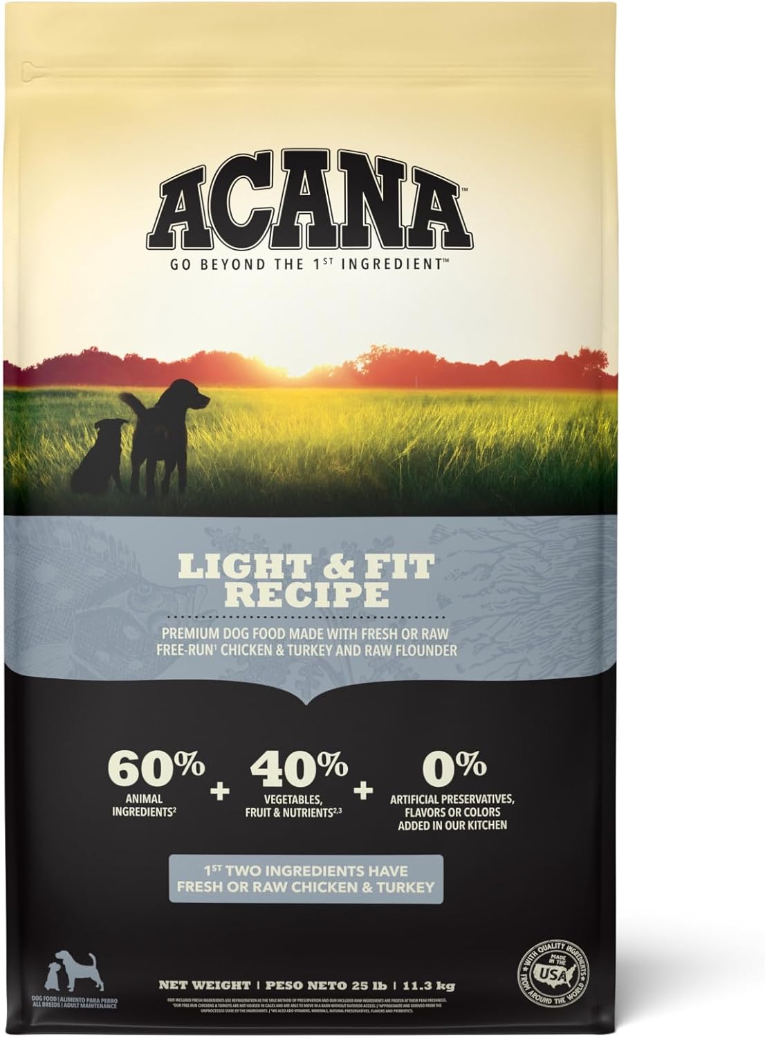 ACANA-Grain-Free-Dry-Dog-Food-Light-&-Fit-Recipe-25lb-Bag---1990