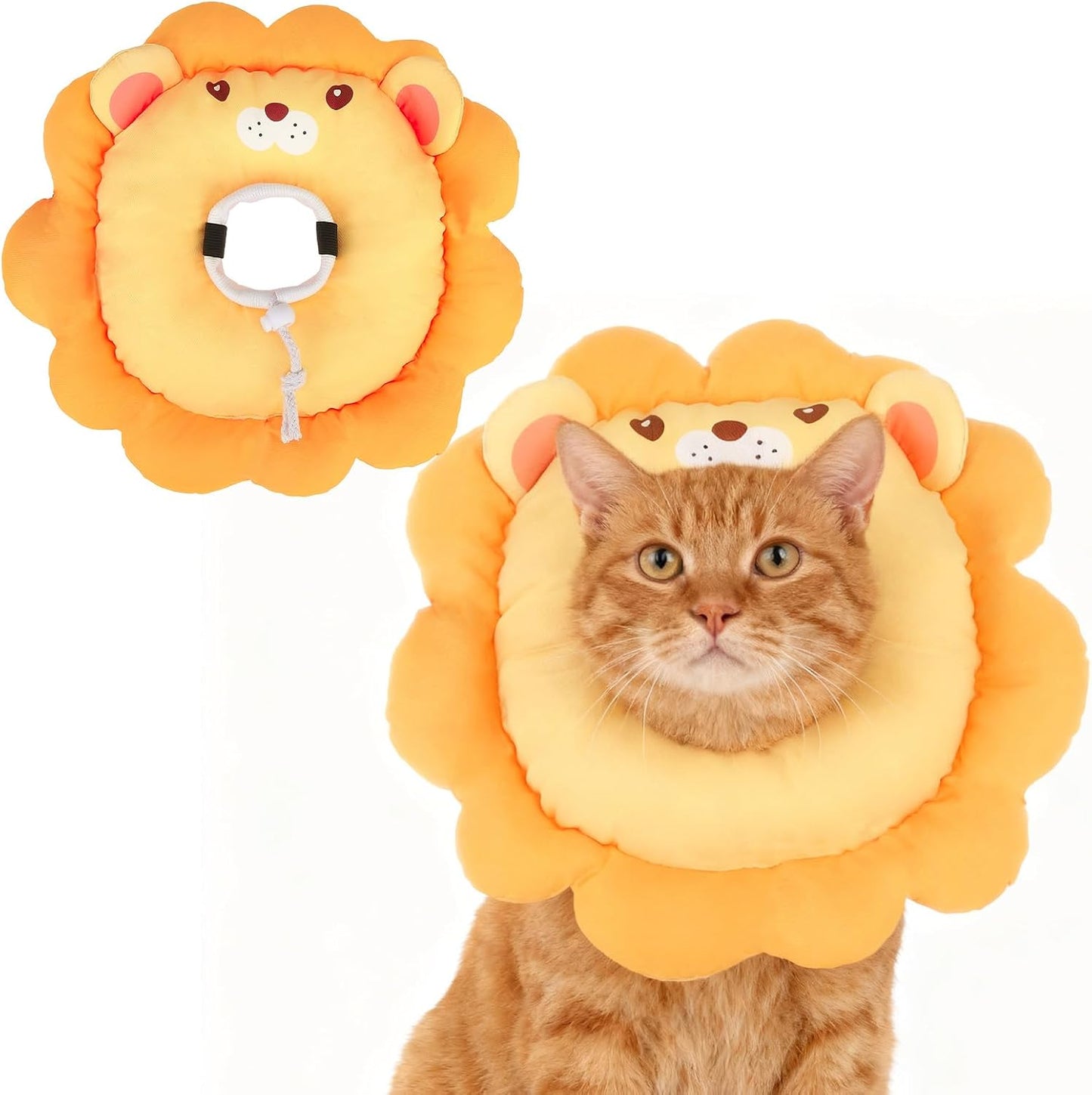Cat-Cone-Collar-Soft,Adjustable-Neck-Elizabethan-Pet-Cone,-Lion-|-Cat-Recovery-E-374