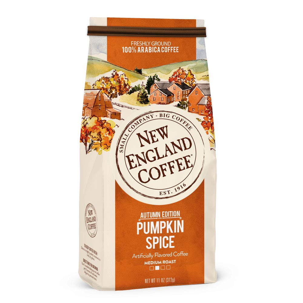 New-England-Coffee-Pumpkin-Spice-Medium-Roast-Ground-Coffee,-11oz-Bag-(Pack-of-2410