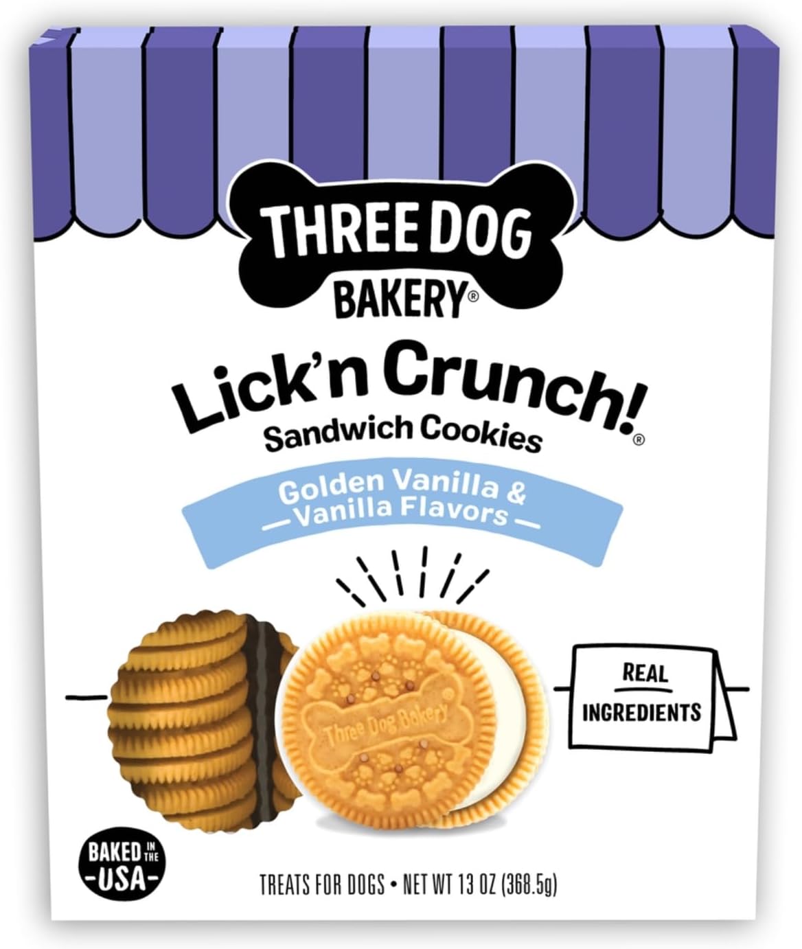 Three-Dog-Bakery-Lick'n-Crunch!-Golden-&-Vanilla-Sandwich-Cookies,-Dog-Puppy-2832