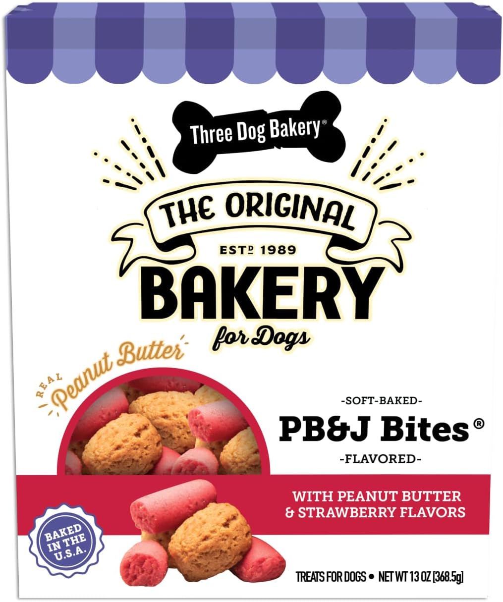 Three-Dog-Bakery-Soft-Baked-PB&J-Bites-Dog-Treats,-Peanut-Butter-Strawberry-2027