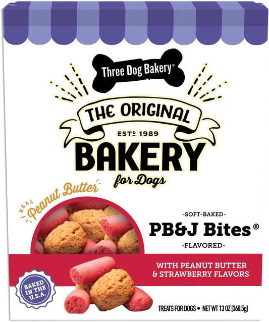 Three-Dog-Bakery-Soft-Baked-PB&J-Bites-Dog-Treats,-Peanut-Butter-Strawberry-2027