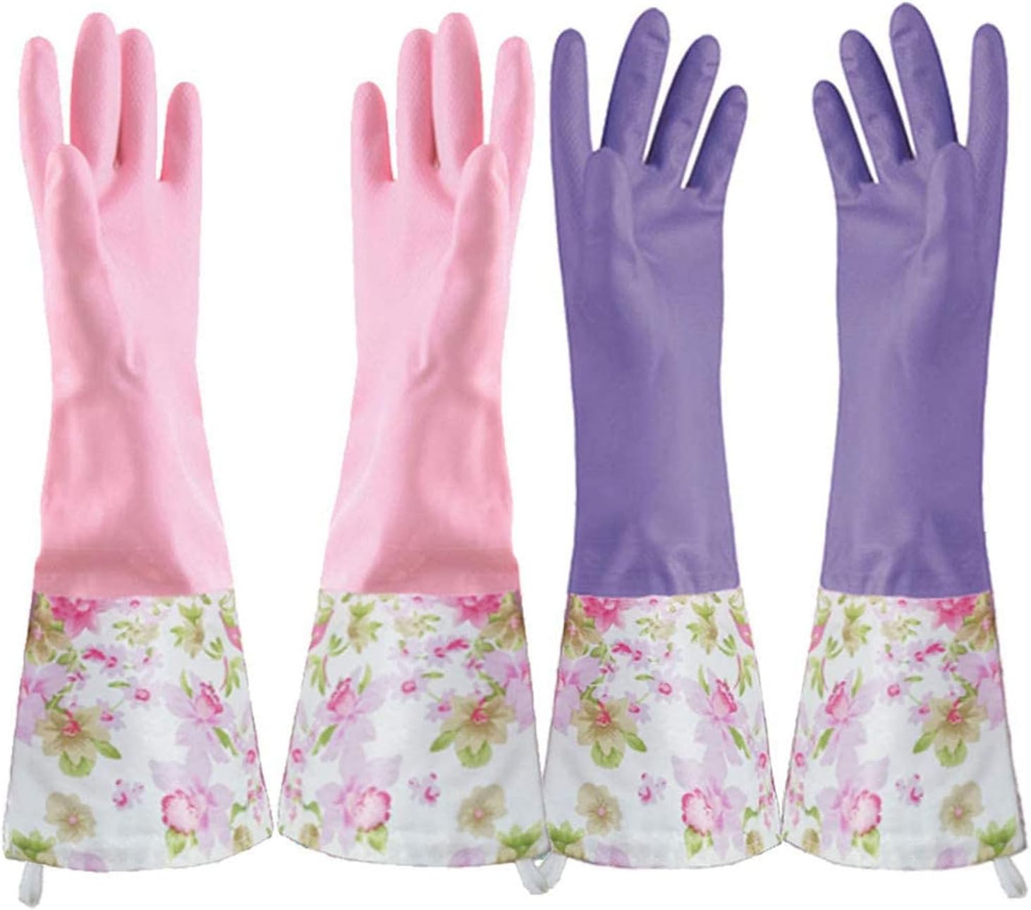 KINGFINGER-2-Pairs-Reusable-Dishwashing-Gloves,PVC-Waterproof-Long-Cuff-and-2669