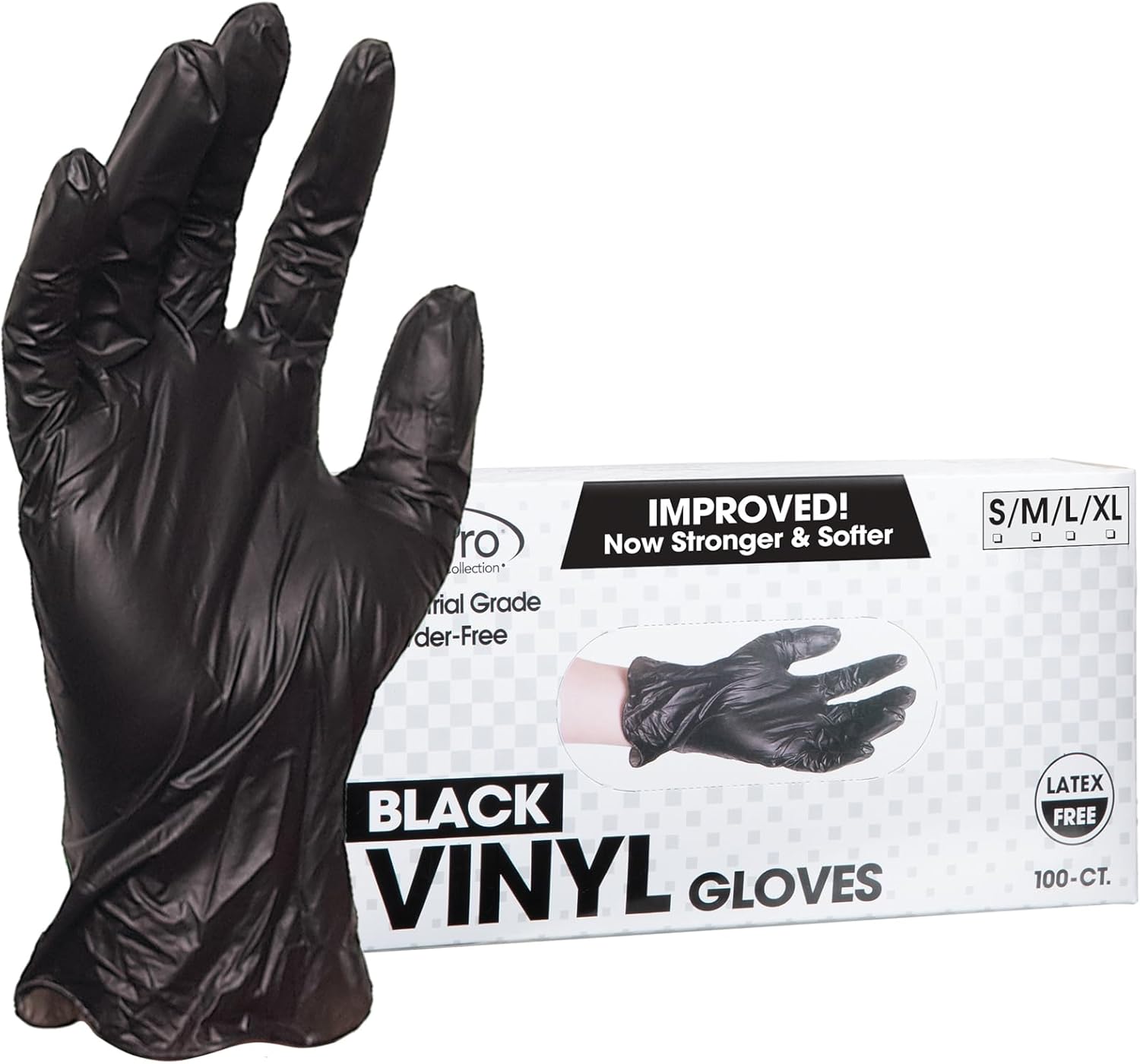 ForPro-Disposable-Vinyl-Gloves,-Black,---------------------1010