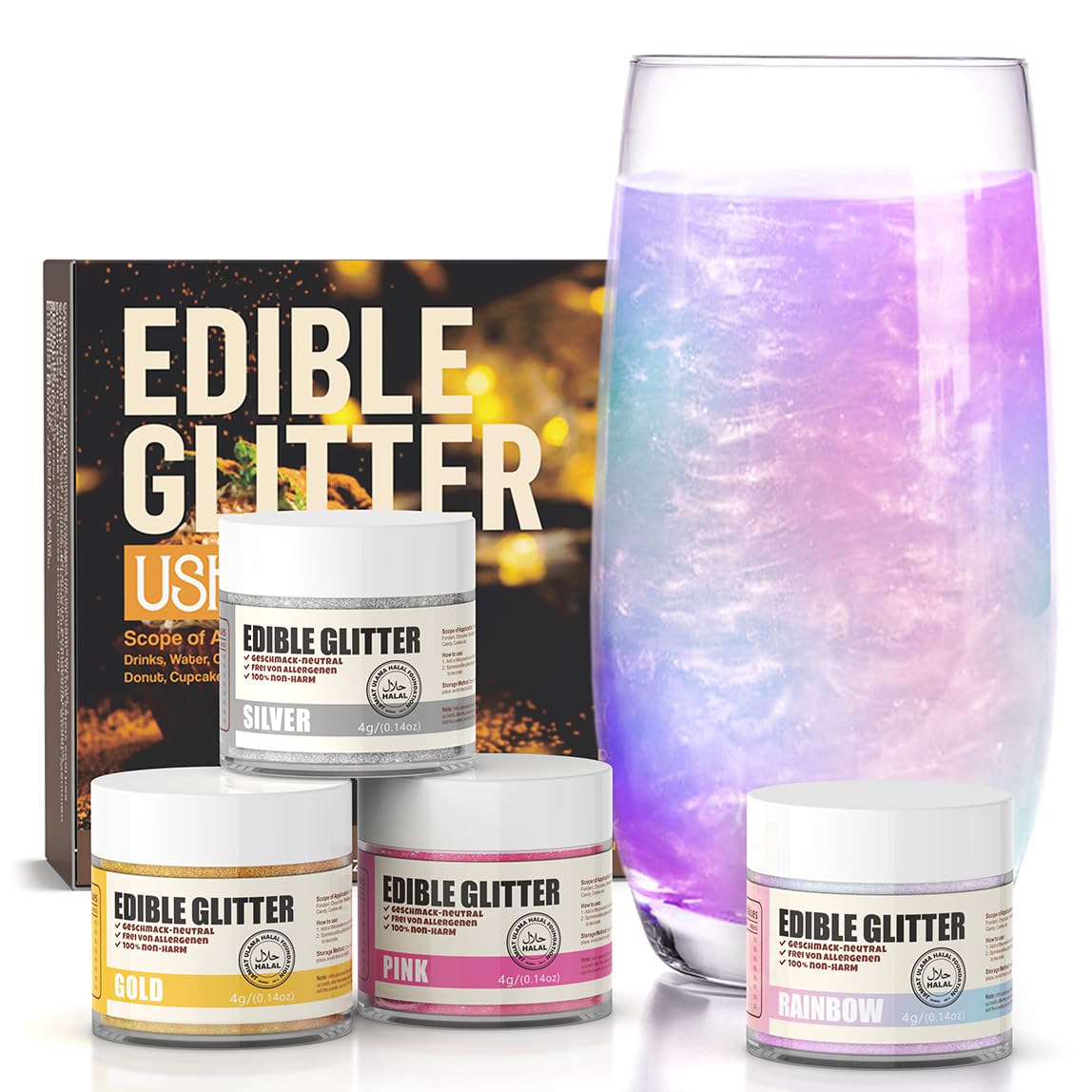 Edible-Glitter-for-Cocktails,Gold/Silver/Rainbow/Pink-Luster-Dust,4-Co-665