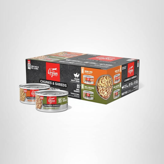 ORIJEN-Chunks-&-Shreds-Wet-Cat-Food-Variety-Pack:-Original-+-&-Recipes-Cans1060