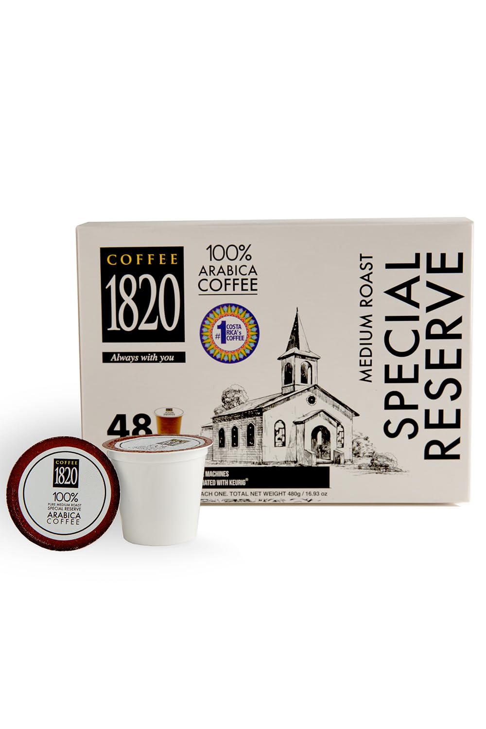 Café-1820-Special-Reserve-Ground-Coffee-Cups,-Premium-Costa-Rican-Blend,-1-Arabica,-1052
