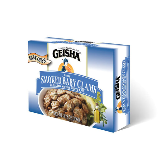 GEISHA-Smoked-Baby-Clams-in-Extra-Virgin-Olive-Oil-3.75oz-(Pack-of-12),-131