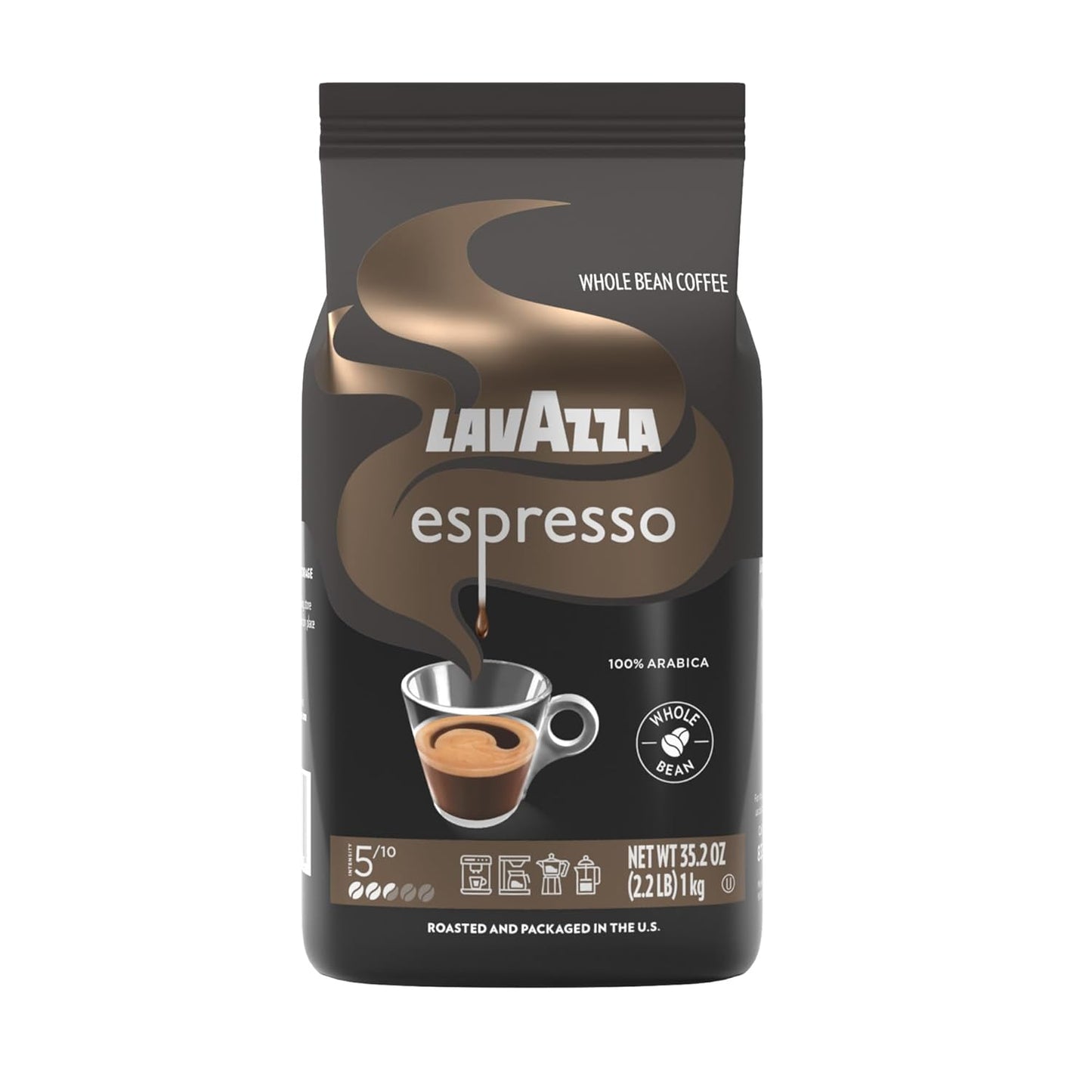 Lavazza-Espresso-Whole-Bean-Coffee,-Medium-Roast,-1-Arabica,-2.2-lb-Bag-(Pack-3242