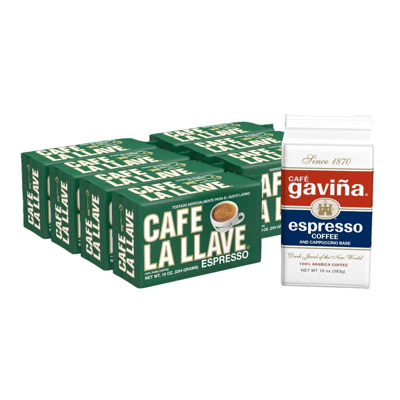 Cafe-La-Llave-Cuban-Style-Espresso-Dark-Roast-Ground-Coffee,-8-Pack,-10-oz-Bricks,-2949
