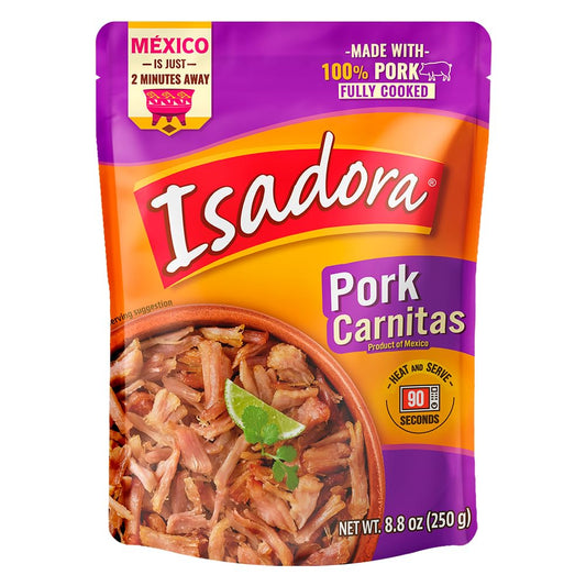 Isadora-Fully-Cooked-Pork-Carnitas,-8.8-oz-(1-pouch),-Ready-to-Eat-Seasoned-Shredded-Pork,-388