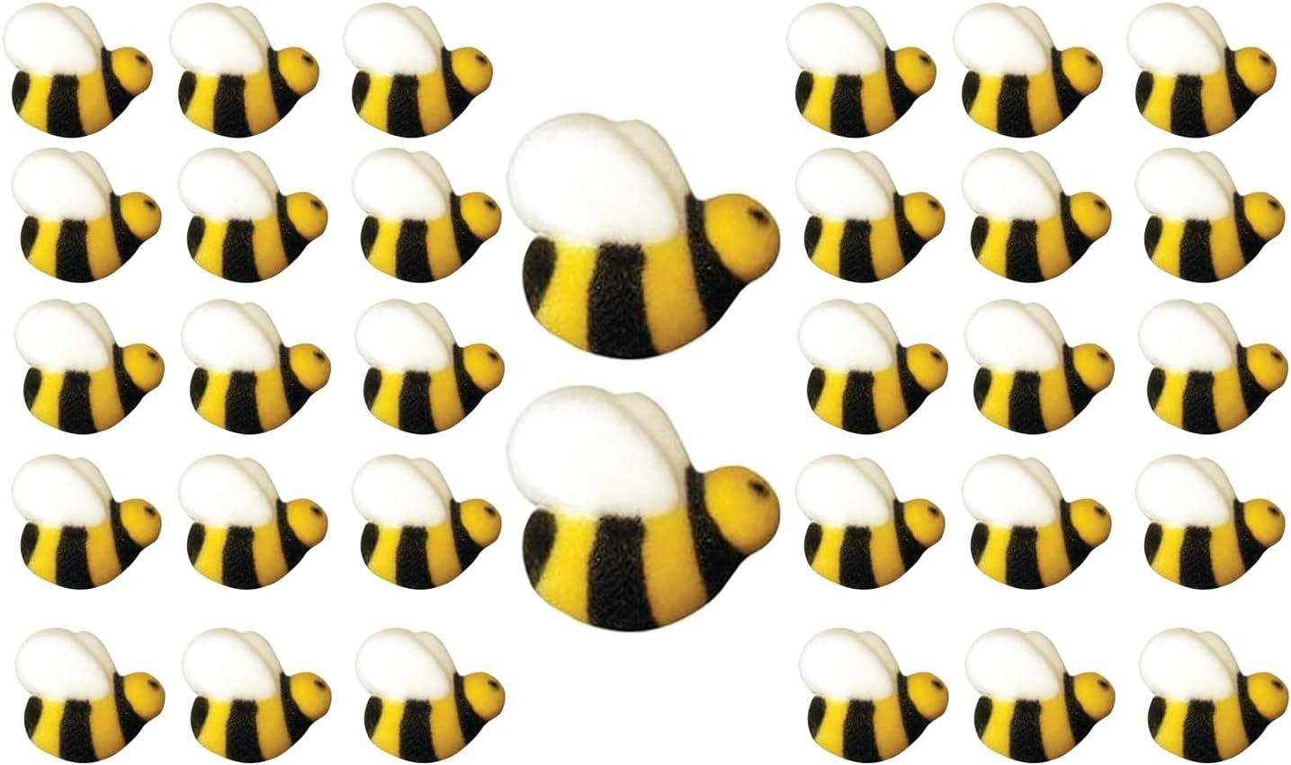 Edible-Bees-for-Cake-Decorations,-32pcs-Bee-Sprinkles,-Royal-Icing-Bee-for-Cupcake,-and-920