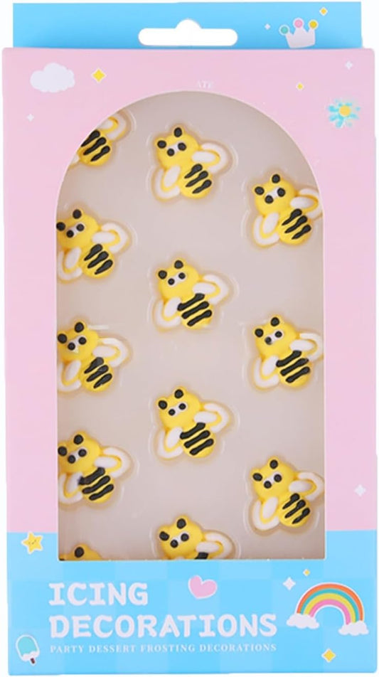 Edible-12-pieces-Bee-cake-decorations,-Bees-cupcake-toppers,-perfect-Icing-Cookies-for-Day-485