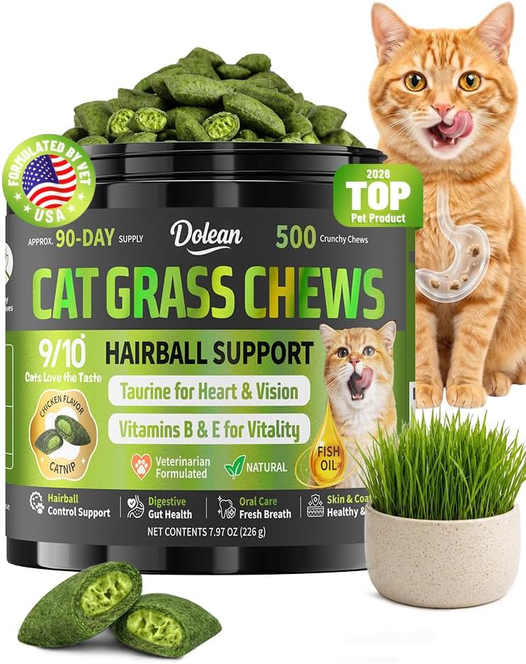 Cat-Grass-Treats,-Hairball-Treatment-for-Cats,-for-Indoor-Cats,-500-Chews-|-1627