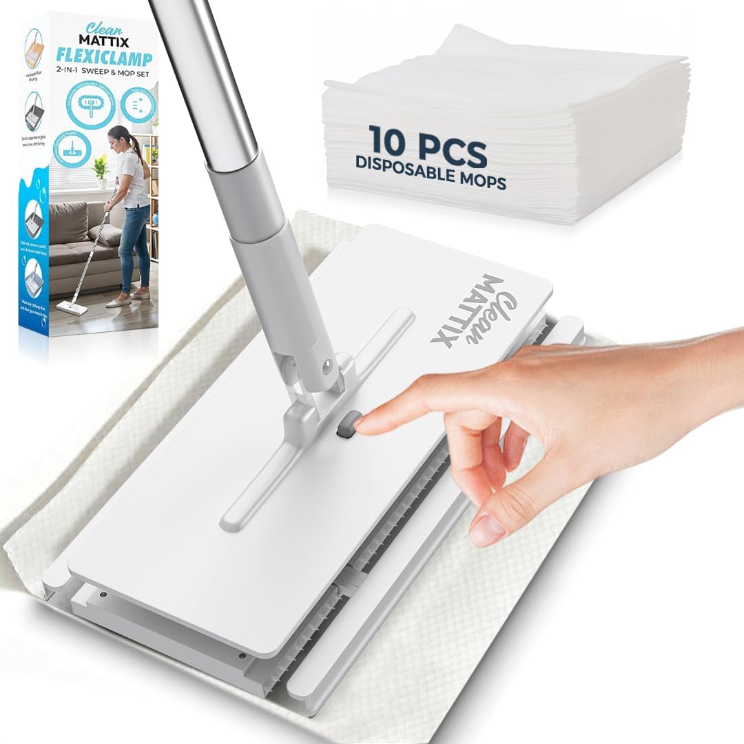 FlexiClamp-Sweep-&-Mop-Kit---Compatible-with-Swiffer-Pads,-Durable-Cleaning-Tool-for-Hardwood,-1545