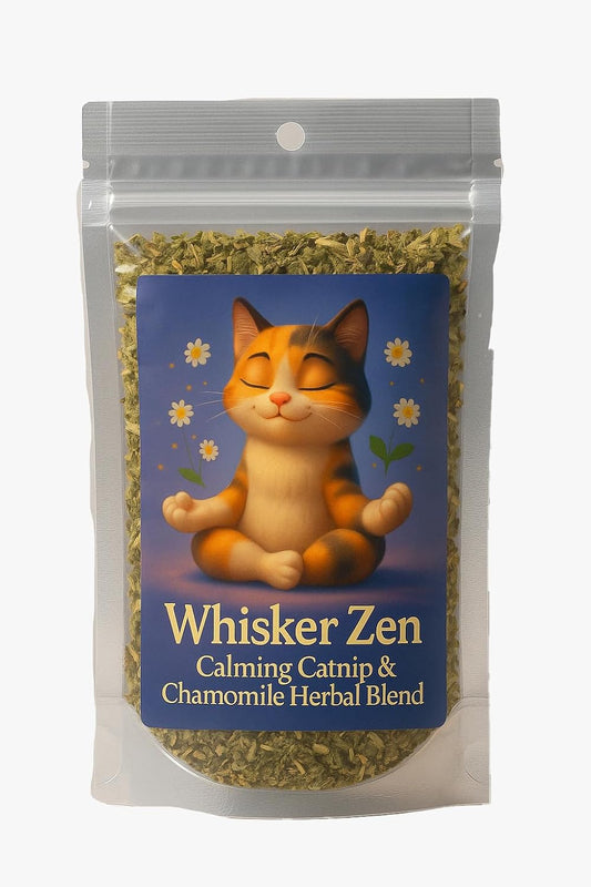 Whisker-Zen-Natural-Catnip-and-Chamomile-Blend-for-Cats,-Calming-Herbal-Mix-(4oz-Bag)-326