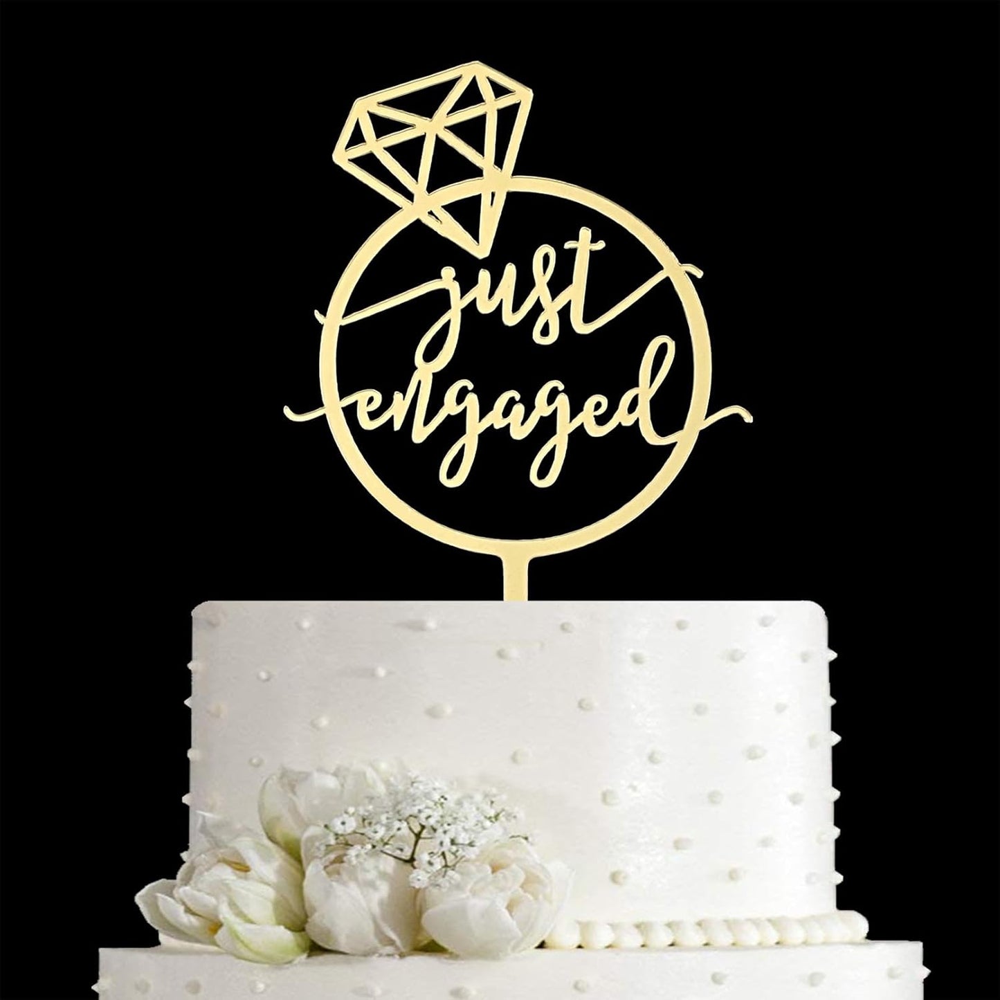 JIEEIN-Mirror-Gold-Just-Engaged-Cake-Topper,-We're-Engaged-Cake-Pick-Engagement-Decorations,-Engagement-628