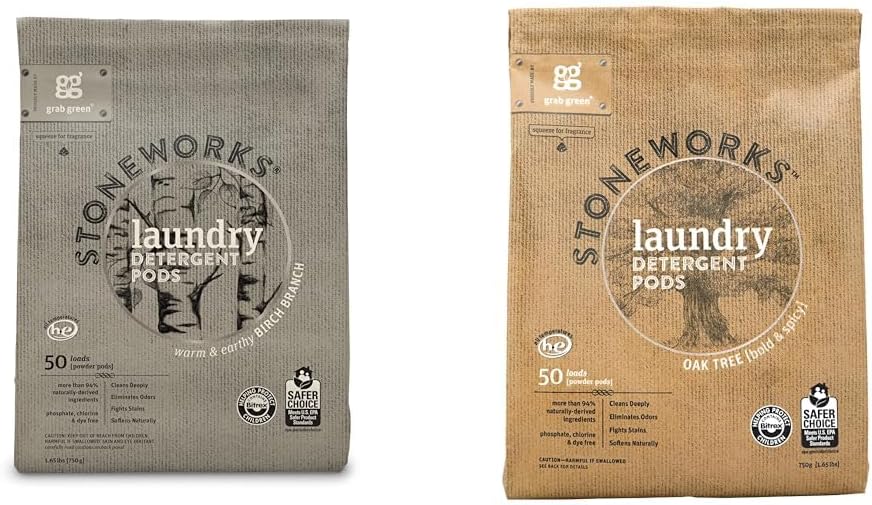 Grab-Green-Stoneworks-Laundry-Detergent-Powder-Pods,-Birch-Branch-&-393