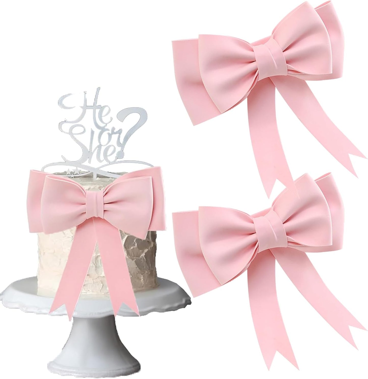 2-PCS-Pink-Bow-Cake-Toppers---Oversized-Princess-Bow-Decoration,-No-Suitable-Birthday-1107