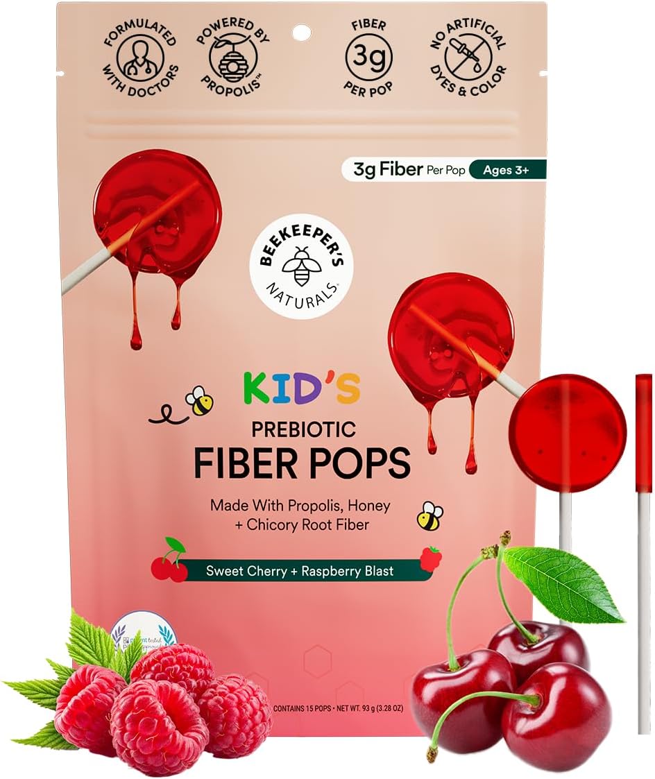 Beekeeper's-Naturals-Kids-Prebiotic-Fiber-Lollipops,-Honey-&-3g-Fiber,-15ct--|-Doctor-Formulated-Supplement,-1587
