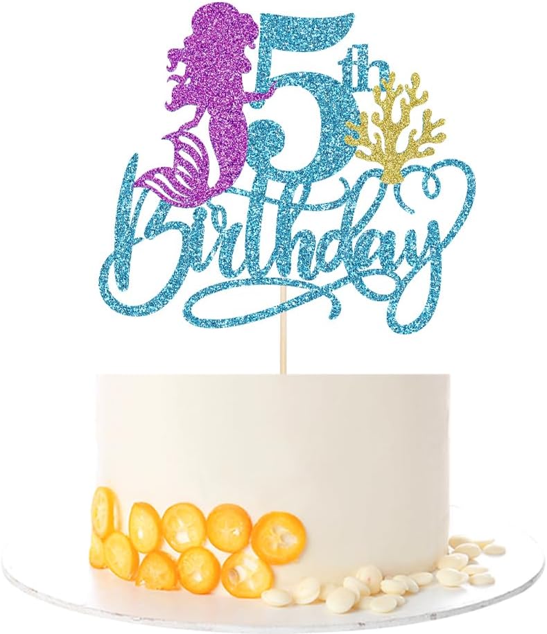 Kaoenla-Mermaid-5-Cake-Topper,-Happy-5th-4171