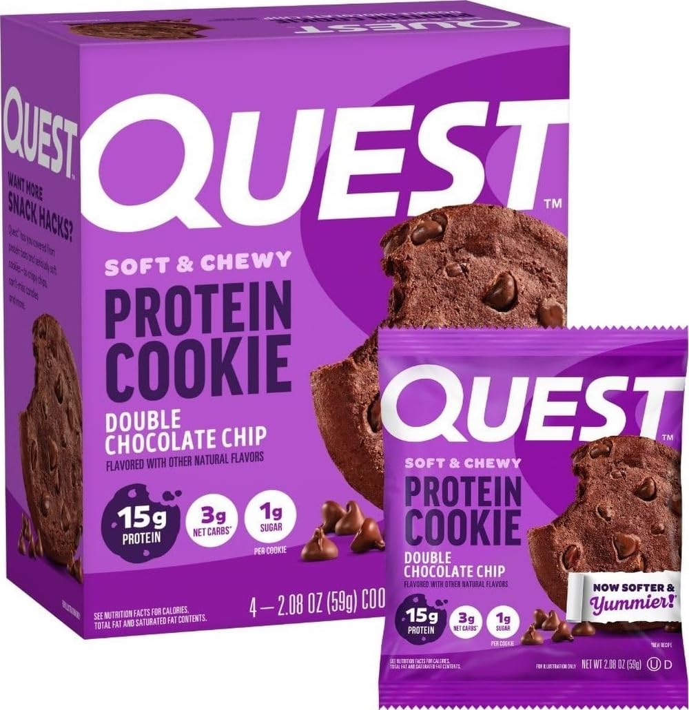 Quest-Nutrition-Double-Chocolate-Chip-Protein-Cookie,-15g-Protein,-4-Count--|-1g-Sugar,-Net-1493