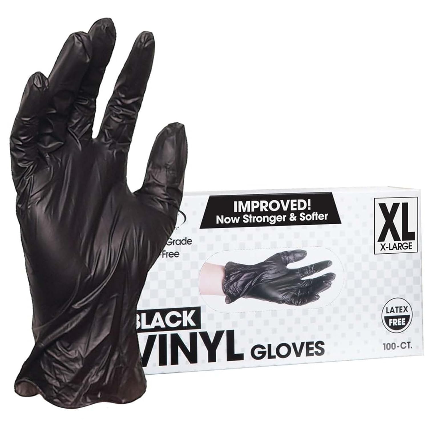 ForPro-Disposable-Vinyl-Gloves,-Black,-Industrial-Grade,-Powder-Free,-Latex-Free,-Non-Sterile,-4563
