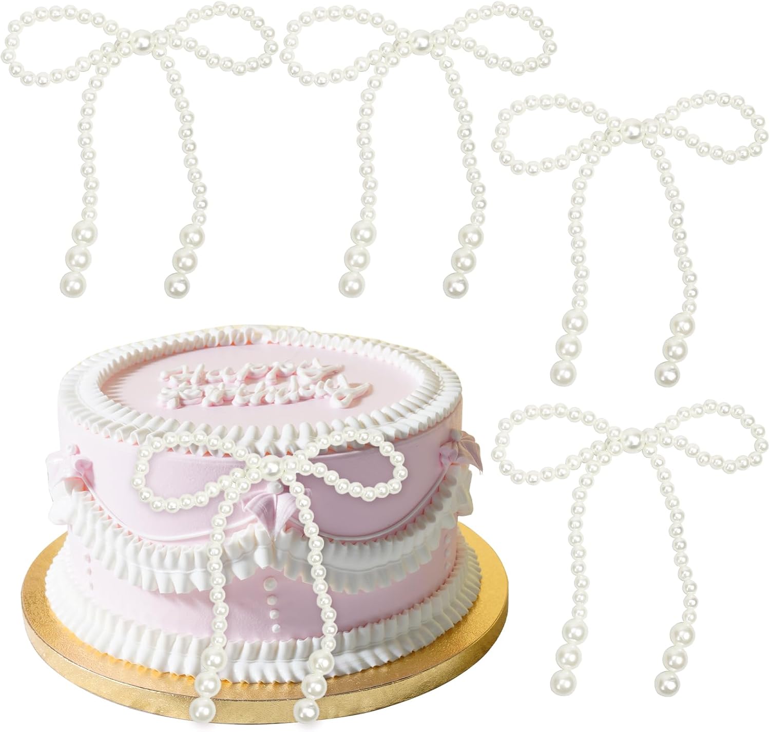 12Pcs-Pearl-Bow-Cake-Topper-Bow-Dots-Cake-Decorations,Bowknot-Pearl-Bows-Cupcake-for-Themed-113