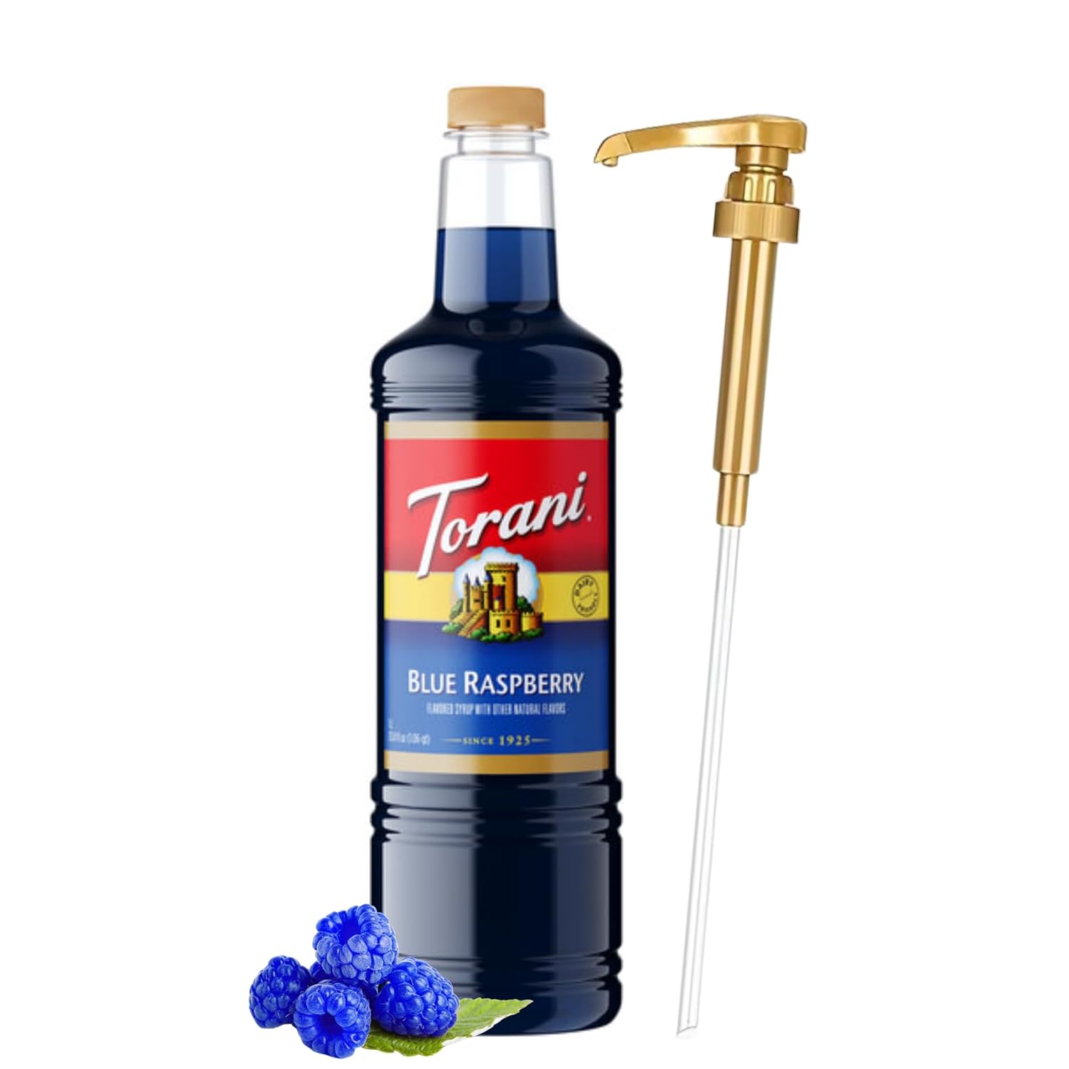 Torani-Blue-Raspberry-Syrup-1-Liter-Bottle-with-Pump-Dispenser-–-Flavored-with-Cane-1048