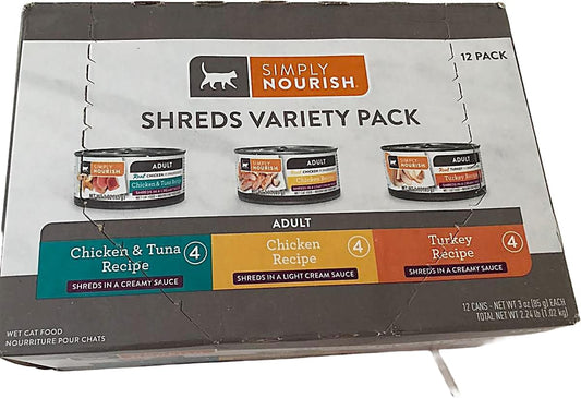 SIMPLY-NOURISH-Cat-Canned-Food.-46357-Pack-of-Shreds-Variety-Pack.-&-Recipe,-Recipe250