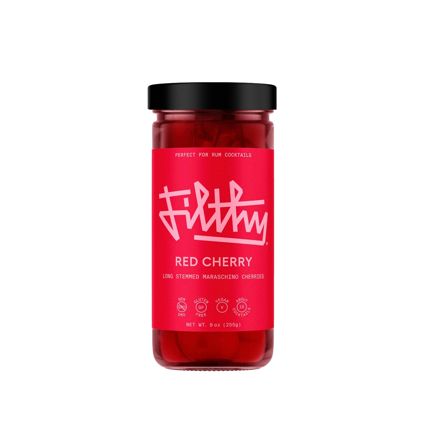 Filthy-Red-Maraschino-Cocktail-Cherries,-Premium-Cocktail-Garnish,-9-Oz-Jar-----148